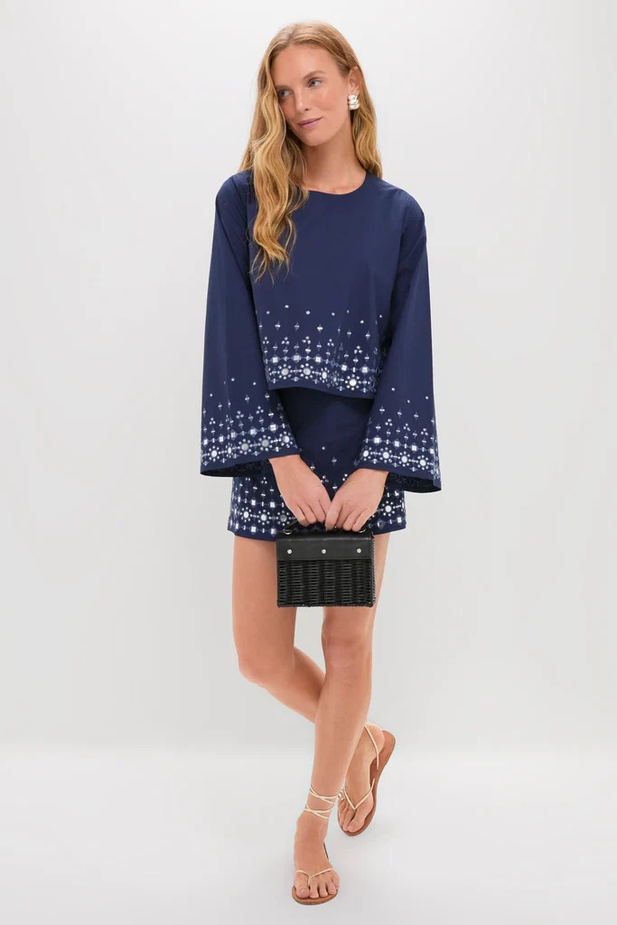 Navy Mirror Embellished Maxine Top | Tuckernuck (US)