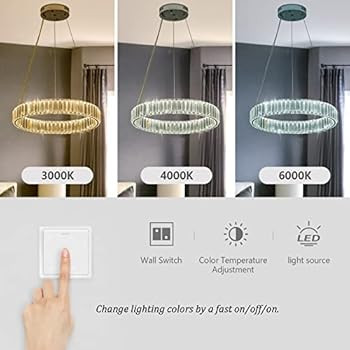 yomay Modern Crystal Chandelier LED Ring Pendant Light 20 Round Crystal Chandeliers for Living Ro... | Amazon (US)