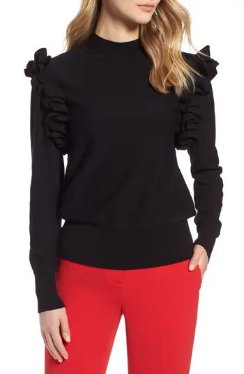 Women's Halogen Detachable Sleeve Sweater, Size X-Small - Black | Nordstrom