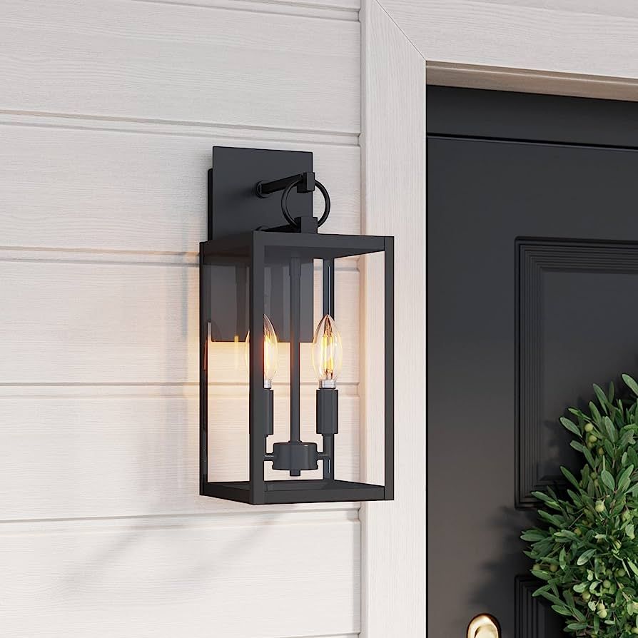 Nathan James Ferris Outdoor Black Wall Sconce Light Fixture, Porch Lantern for Exterior with Iron... | Amazon (US)