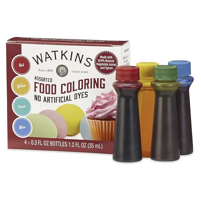 Watkins Assorted Food Coloring, 1 Each Red, Yellow, Green, Blue, 0.3 oz bottles, 4 count ( Pack o... | Amazon (US)