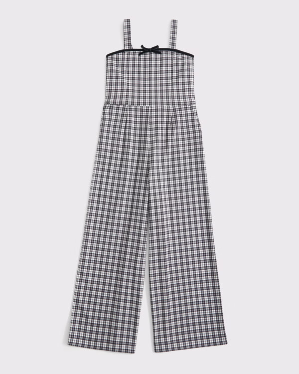 tie-front plaid jumpsuit | Abercrombie & Fitch (US)