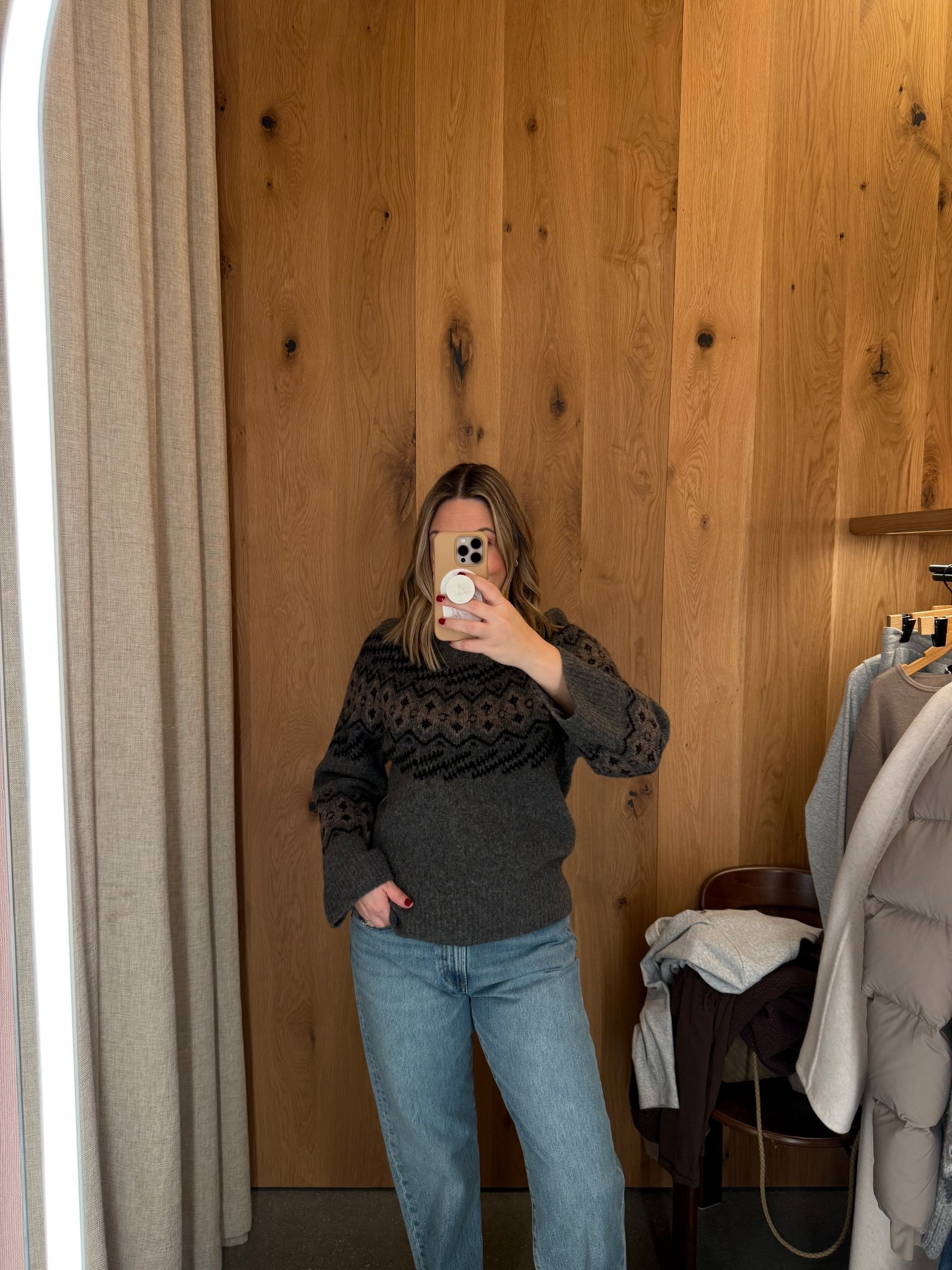 Aritzia fair isle sweater!  Love this one and the print/color combo!  TTS medium. 

Aritzia winter sale going on now!
Winter sweaters, cozy sweaters, apres ski

#LTKSaleAlert #LTKWorkwear #LTKootd