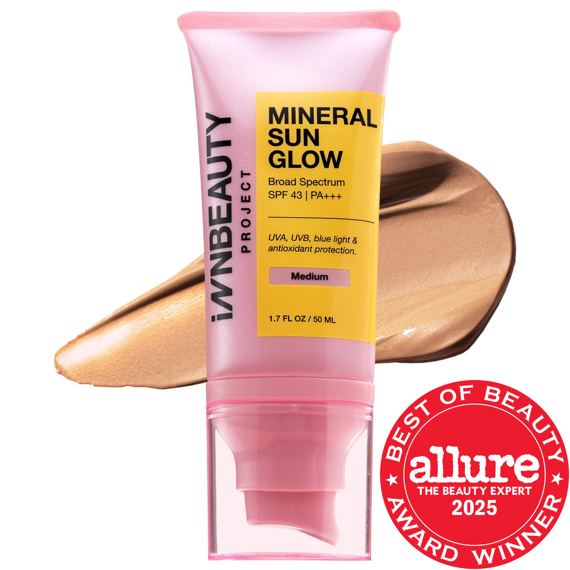 INNBEAUTY Project Mineral Sun Glow Broad Spectrum Sunscreen SPF 43 PA +++ with Peptides and Vitamin C Medium 1.7 oz / 50 mL | Sephora (US)