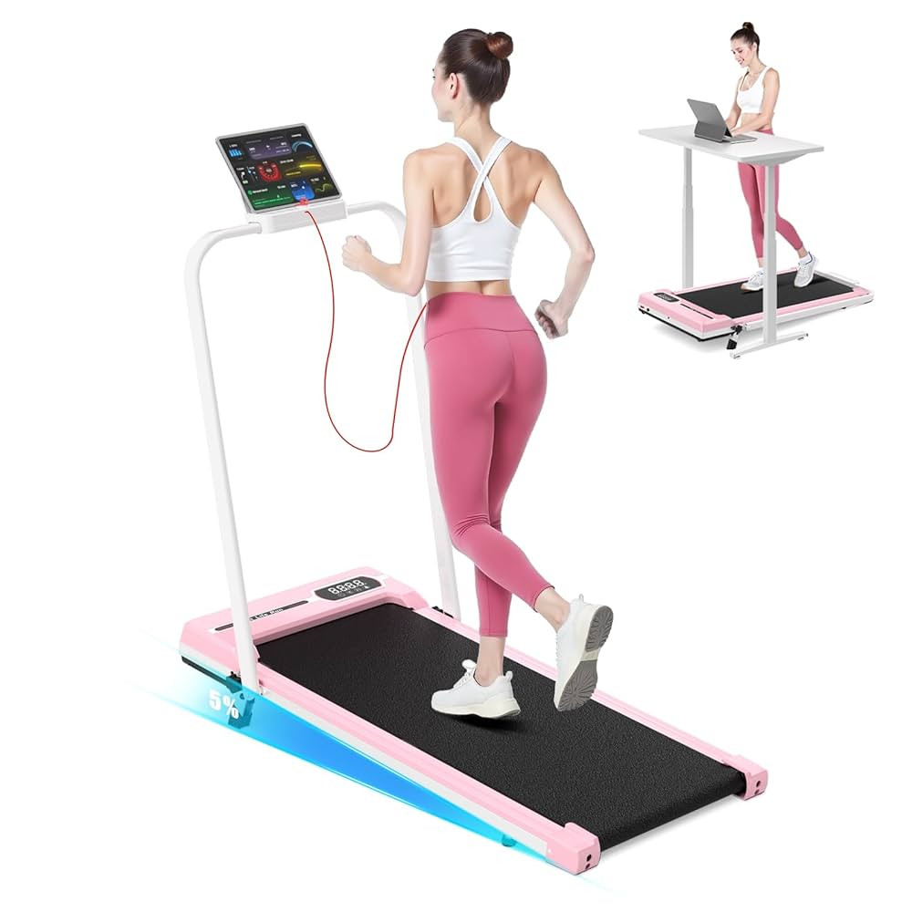 Incline Walking Pad with Handle Bar, Folding Treadmill Foldable Portable Under Desk for Home Offi... | Amazon (US)