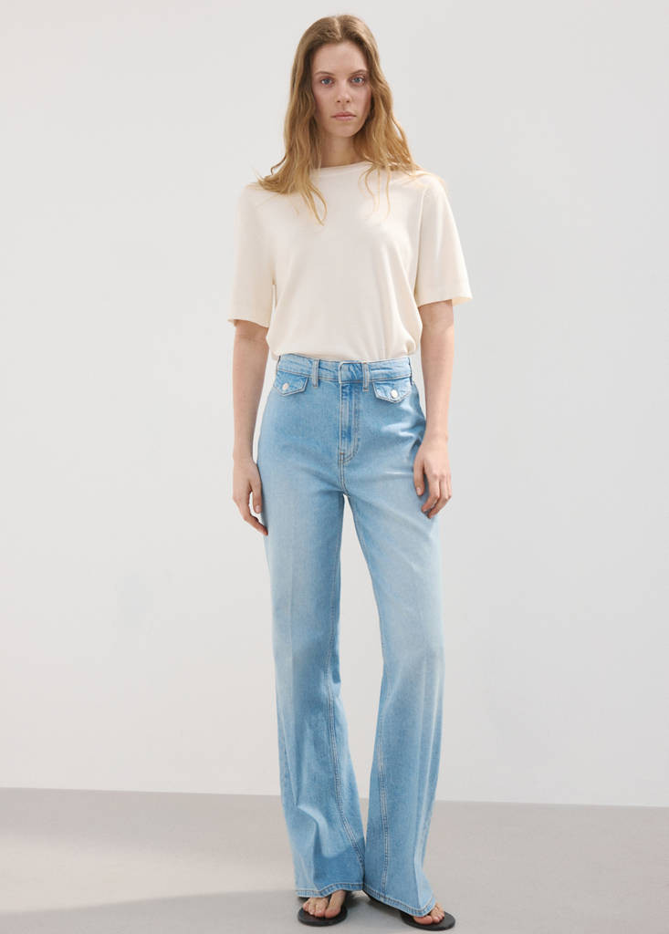 Wide-leg mid-rise jeans with pockets medium blue - Woman - 8 - MANGO | Mango (US/MX/AU)