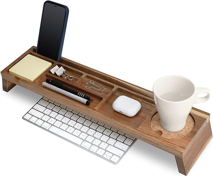 Natural Wood Desk Organizer - Multi-Compartment Wooden Organizers for Home, Office, Cubicle Acces... | Amazon (US)