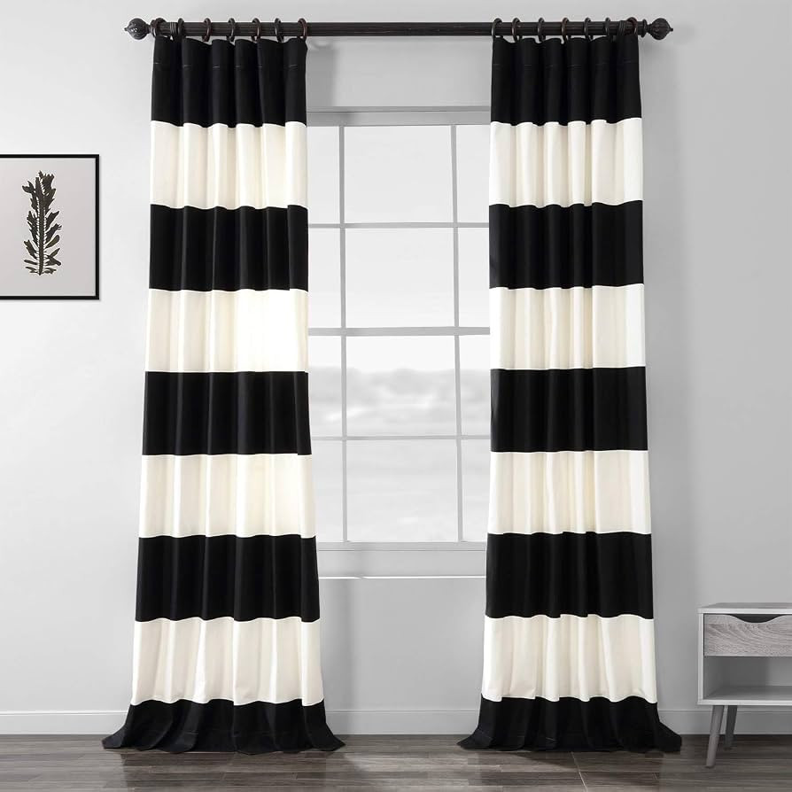 HPD Half Price Drapes Horizontal Striped Printed Curtains Cotton Curtains, 108 Inches Long (1 Pan... | Amazon (US)