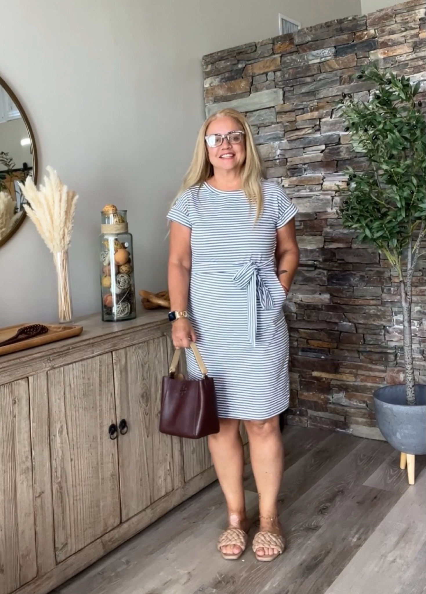 One dress, endless possibilities! 💃✨ Styling the same dress in different ways for every occasion. Pais with navy blue flats from Birdies and a crossbody Tory Burch wallet bag #SameDressDifferentOutfit  #ltksummersales #ltkworkwear #ltkseasonal #ltkmidsize #ltkitbag #ltkxnsale