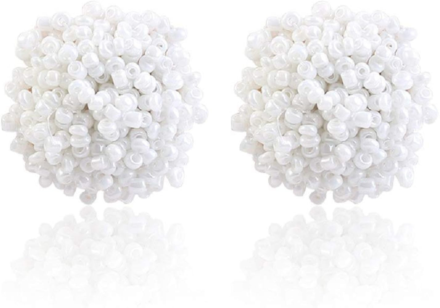 Tiande Statement Beaded Stud Earrings Bohemian Cluster Rainbow Seed Beads Big Round Piercing Post... | Amazon (US)