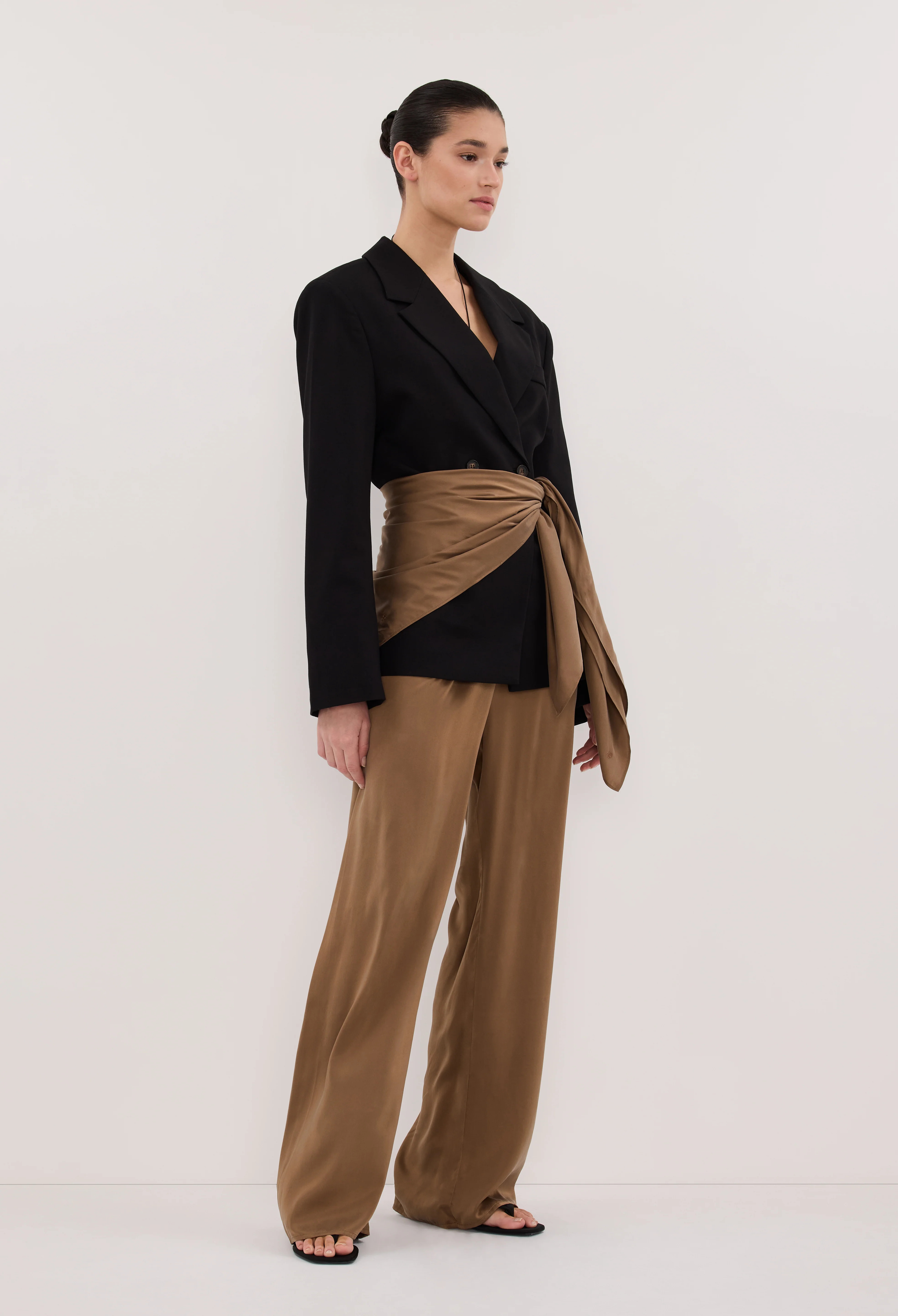 PERCY CHESTNUT SILK SCARF TOP | DISSH