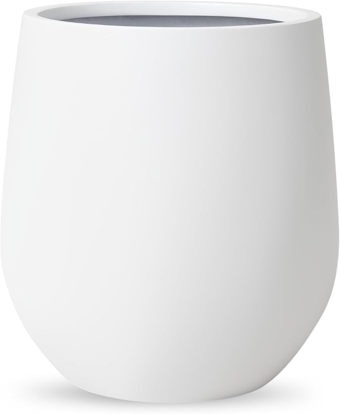 KUTE NEST 12.5" H x 11.4" D Premium Corso Fiberstone Round Tapered Planter with Drainage Hole, We... | Amazon (US)