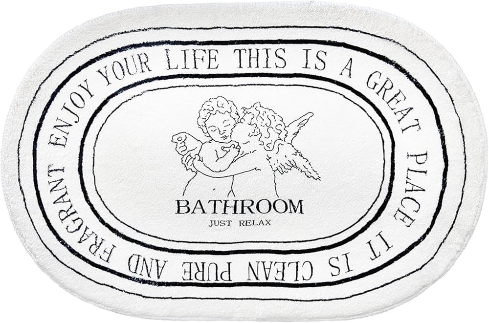Black White Bathroom Rugs 20x32inch Soft Absorbent Cute Bath Mat for Floor, Machine Washable Non-Sli | Amazon (US)