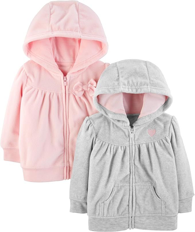 Simple Joys by Carter's Toddlers and Baby Girls' Fleece Full-Zip Hoodies, Pack of 2 | Amazon (US)