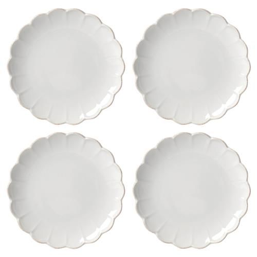 Lenox Frence Perle Scallop French Country White Ceramic Accent Plate - Set of 4 | Kathy Kuo Home