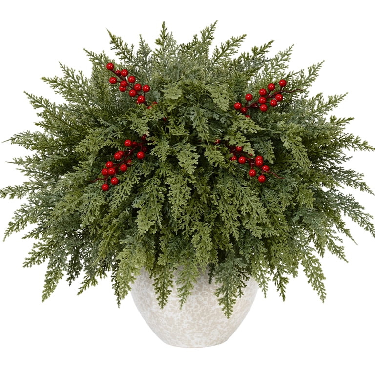 Waipfaru Artificial Christmas Cedar Branches,16 Pcs Fake Evergreen Real Touch Greenery Stem for X... | Walmart (US)