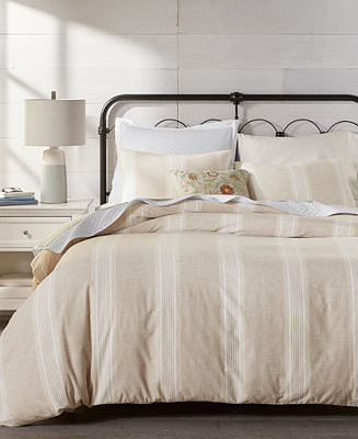 Clifton Cotton/Linen Stripe 3-Pc. Comforter Set, King | Macy's