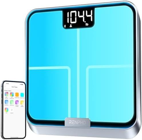RENPHO Smart Body Fat Scale with Light, Fitness Equipment with RGB Lighting, Rechargeable Scale w... | Amazon (US)