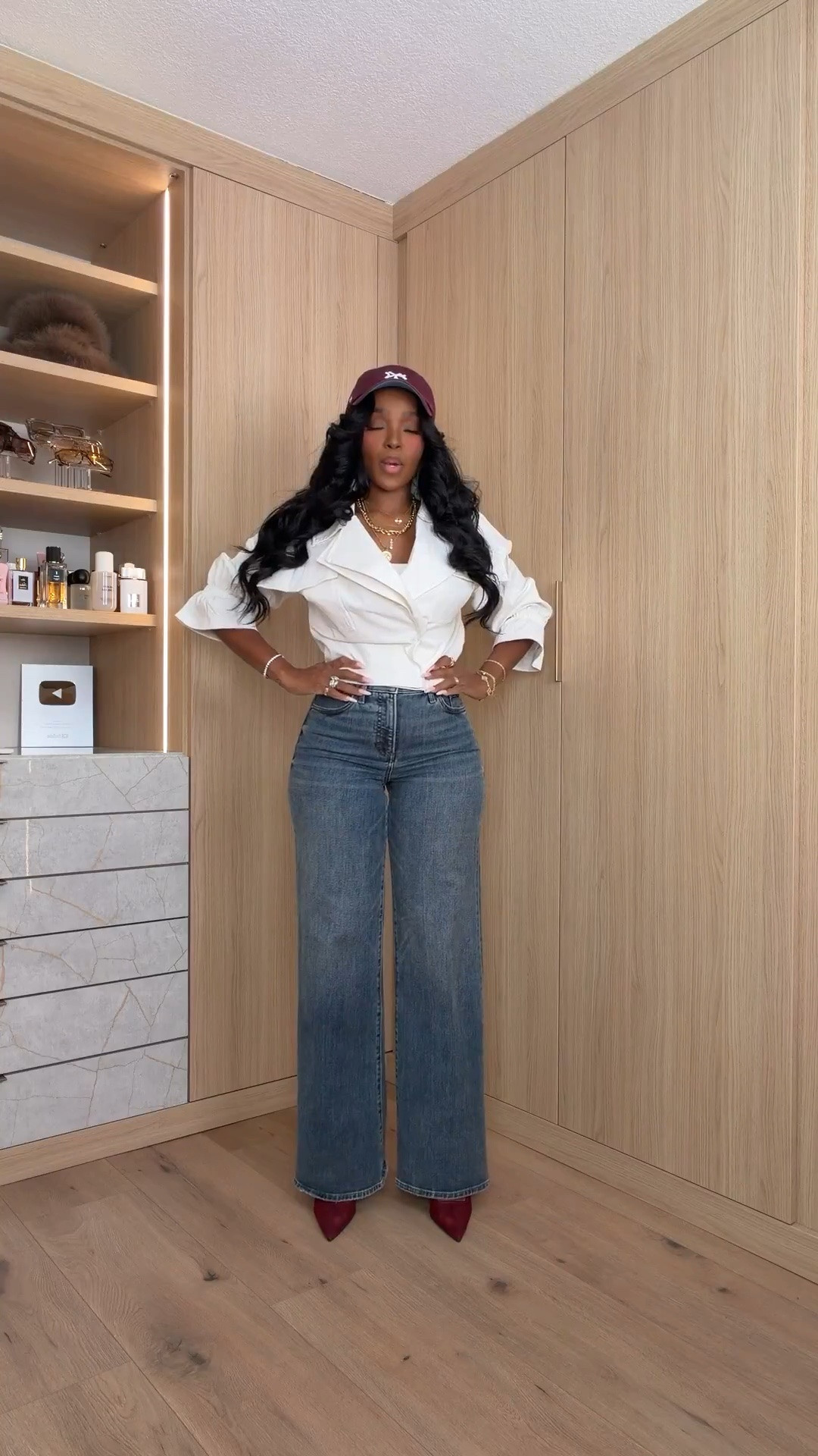 THE DENIM + BURGUNDY COMBO 🍷

This is how you make jeans feel instantly more elevated. A crisp white top, wide-leg denim and pops of burgundy make such an easy fall outfit for brunch, dinner or a casual day out.

wide leg jeans • burgundy accessories • fall denim outfit • elevated casual outfit • white top outfit • burgundy heels • fall outfit inspiration • casual chic style • denim outfit ideas • everyday fall style • petite fall outfit • jeans and heels outfit • transitional fall outfit • polished casual outfit • mom style

Wearing: Size Small/4 | 5’4” | 140 lbs | 34D-27-40

Download the FREE LTK app & follow me (@kirasfashionfinds) to shop all my daily finds.

#LTKPetite #LTKStyle #LTKSeasonal