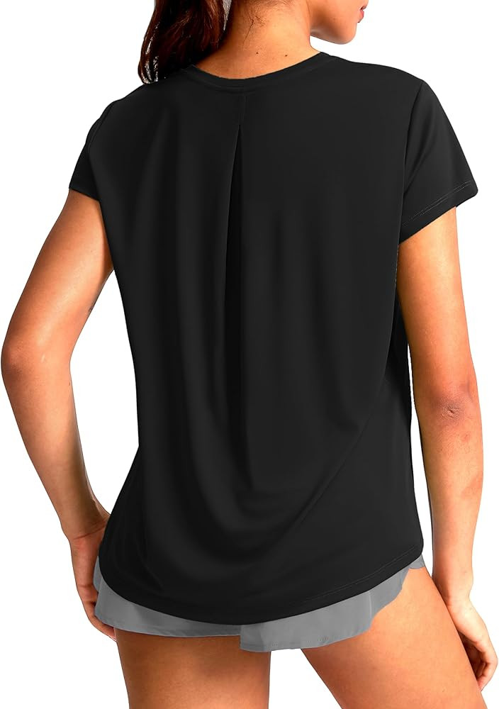 SANTINY Short Sleeve Workout Tops for Women Loose Fit Yoga T-Shirts Lightweight Breathable Runnin... | Amazon (US)