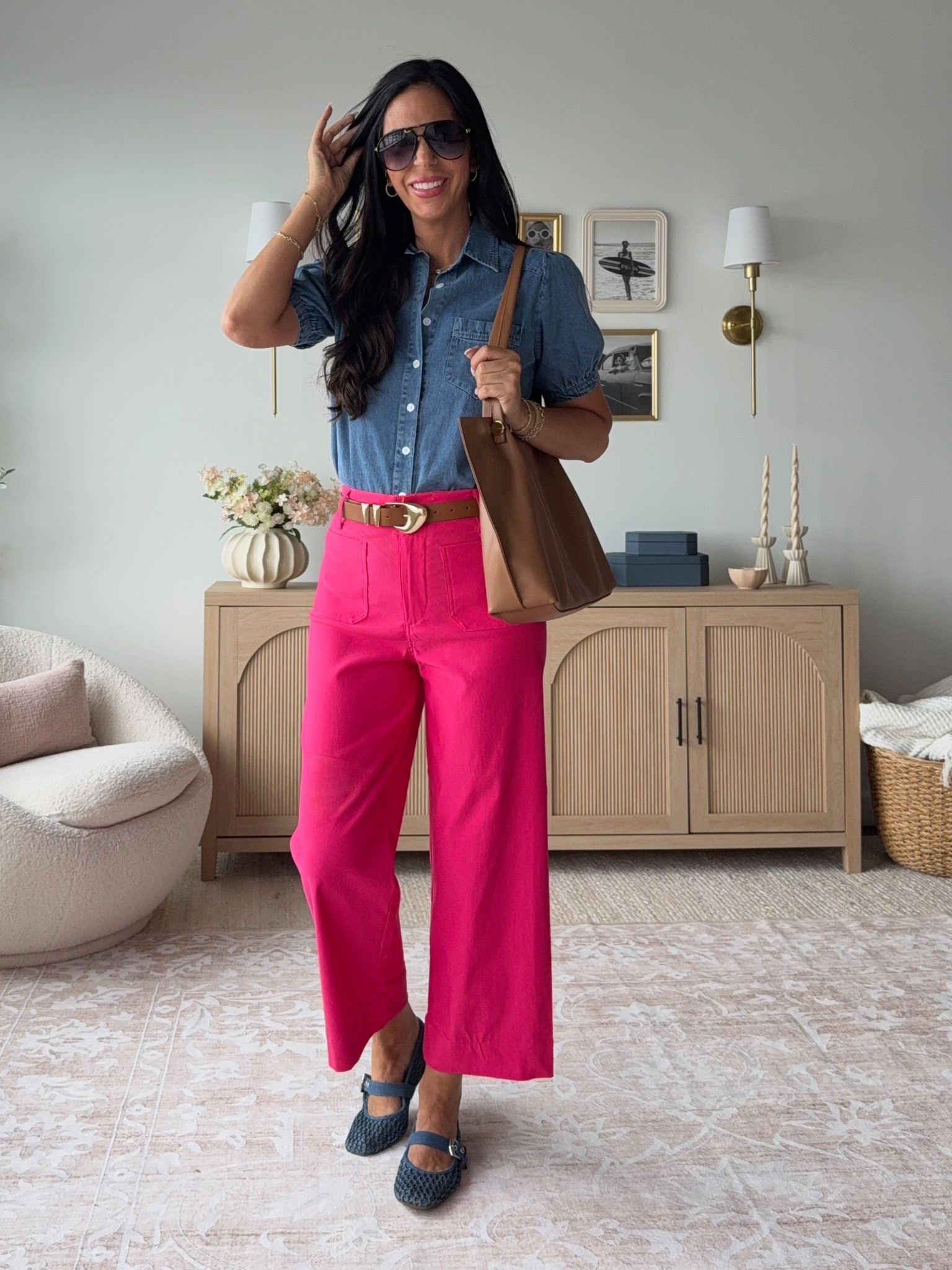 The best Anthro Colette look for less pants 
Size 27 and tts 
Denim top- small 
The perfect teacher look and also great for everyday 

#LTKU #LTKFindsUnder50 #LTKWorkwear