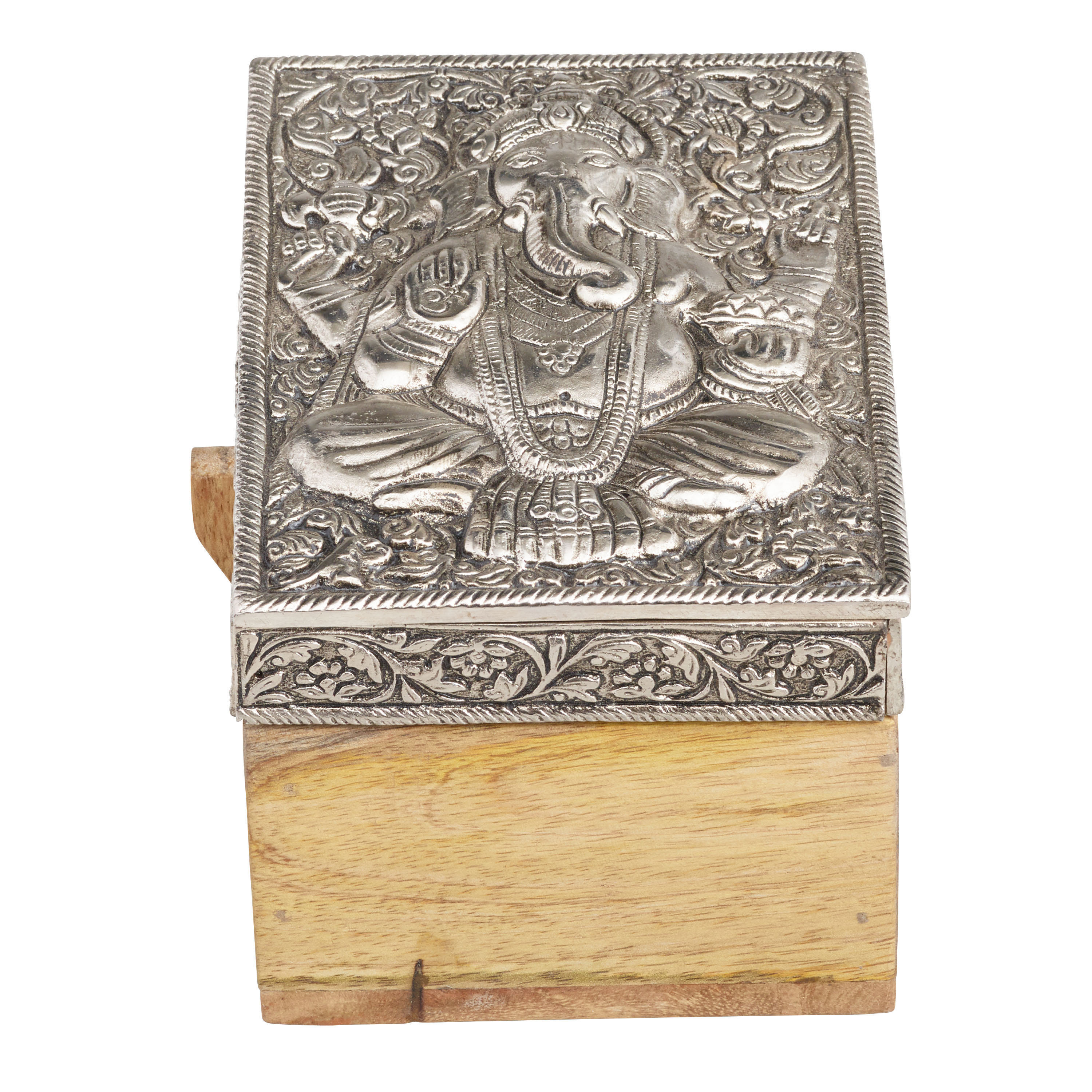 Embossed Metal and Wood Ganesh and Hamsa Boxes Set of 2 | World Market