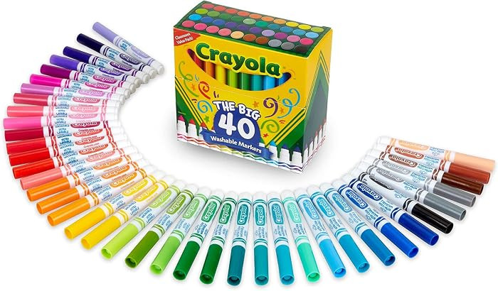 Crayola Ultra Clean Washable Markers (40ct), Teacher School Supplies for Kids, Broad Line Colored... | Amazon (US)