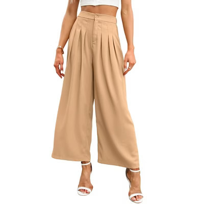 Clearlove Women's Wide Leg Pants High Waisted Business Casual Trousers with Pockets Khaki X Large | Target