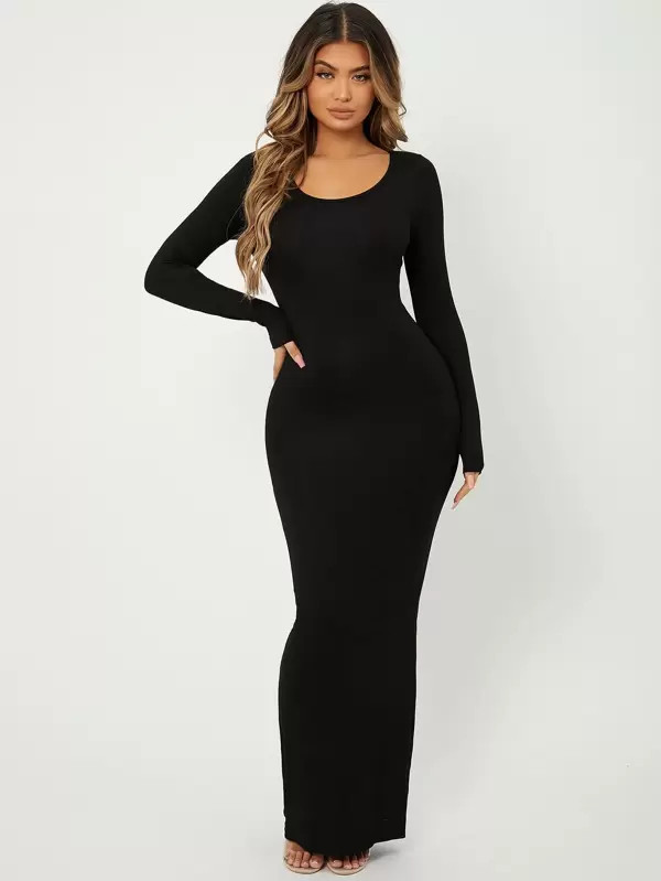 SHEIN SXY Solid Maxi Bodycon Dress
   
      SKU: sw2108037447314144
          
          (1000+ ... | SHEIN