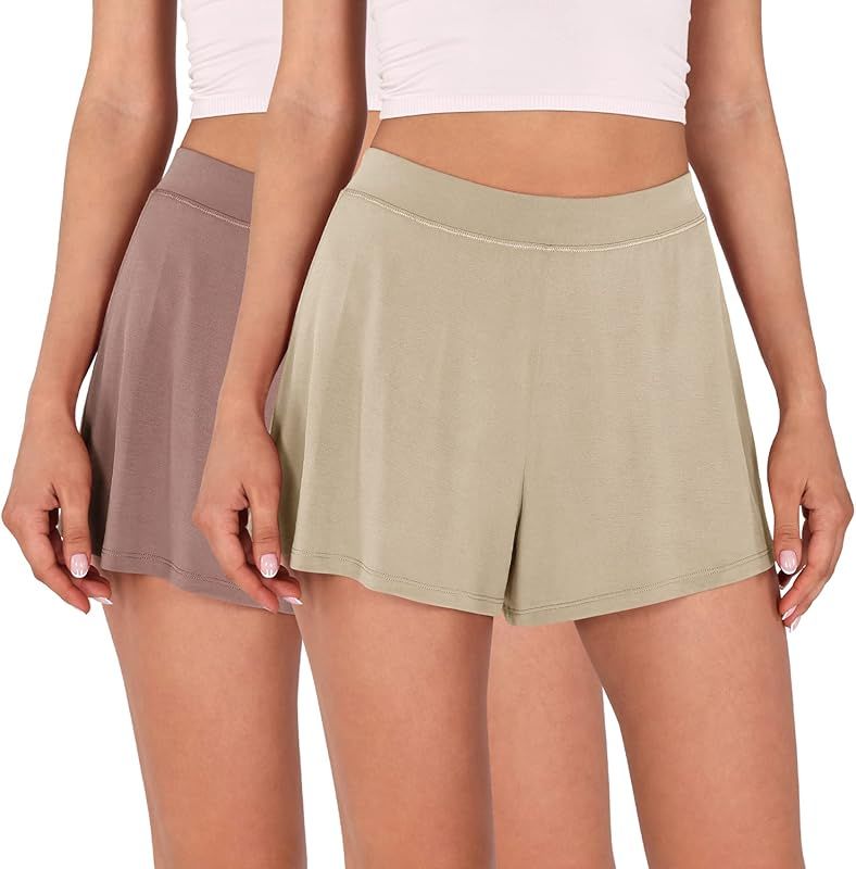 ODODOS 2-Pack Modal Soft Lounge Shorts for Women High Waist Casual Sleepwear Cozy Pajama Bottom | Amazon (US)