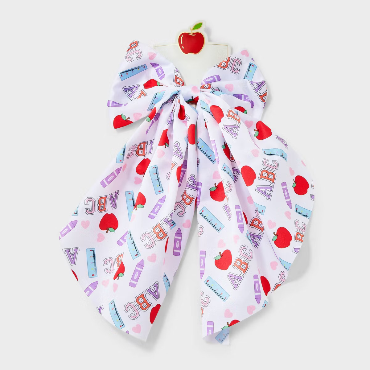 Teacher Ruler Apple ABC Print Hair Bow Clip - Multicolor | Target