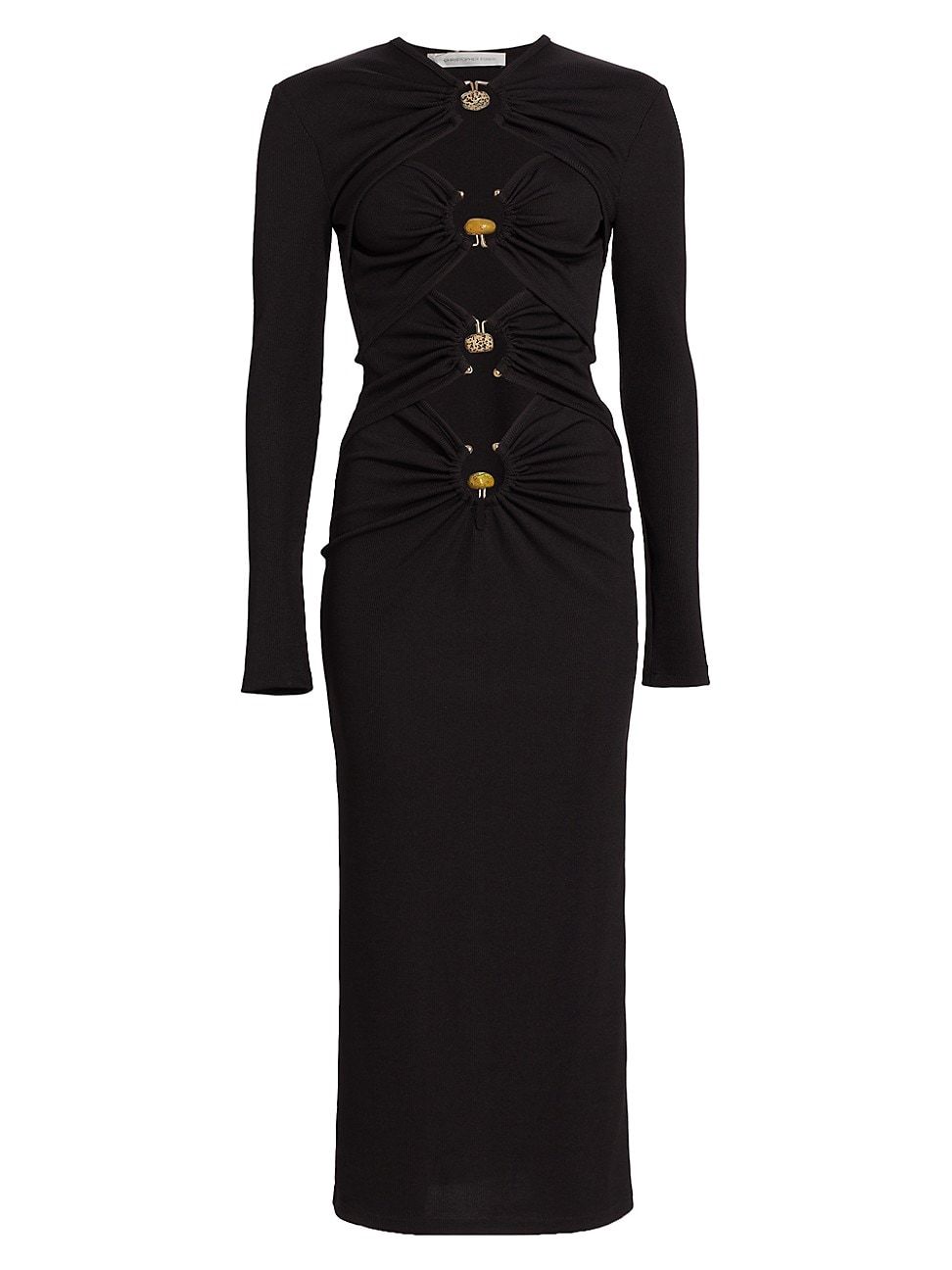 Women's Pronged Stone Cut Out Midi-Dress - Black - Size 4 - Black - Size 4 | Saks Fifth Avenue