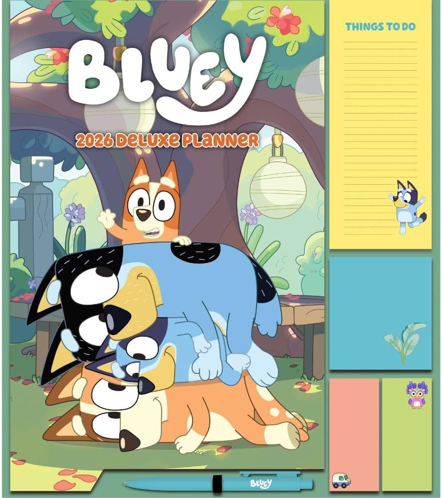 2026 FAMILY ORGANISER BLUEY 4 COLUMN MONTH TO VIEW SQUARE WALL DELUXE PLANNER CALENDAR OFFICIAL P... | Amazon (UK)