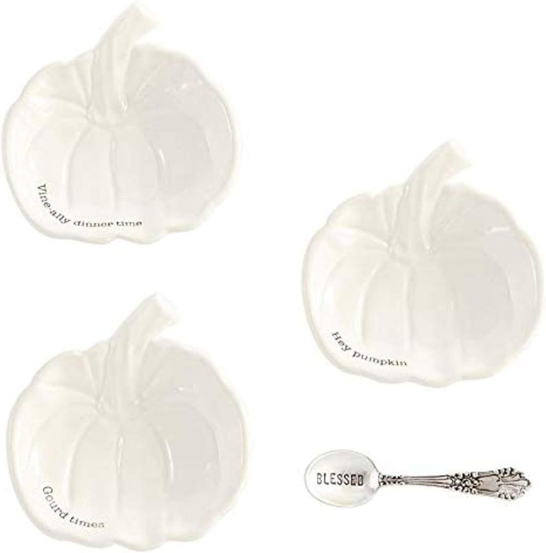 Mud Pie Thanksgiving Pumpkin Dip Cups 4 Piece Set, "cup 4"" x 4"" | spoon 4""" (48500074P) | Amazon (US)