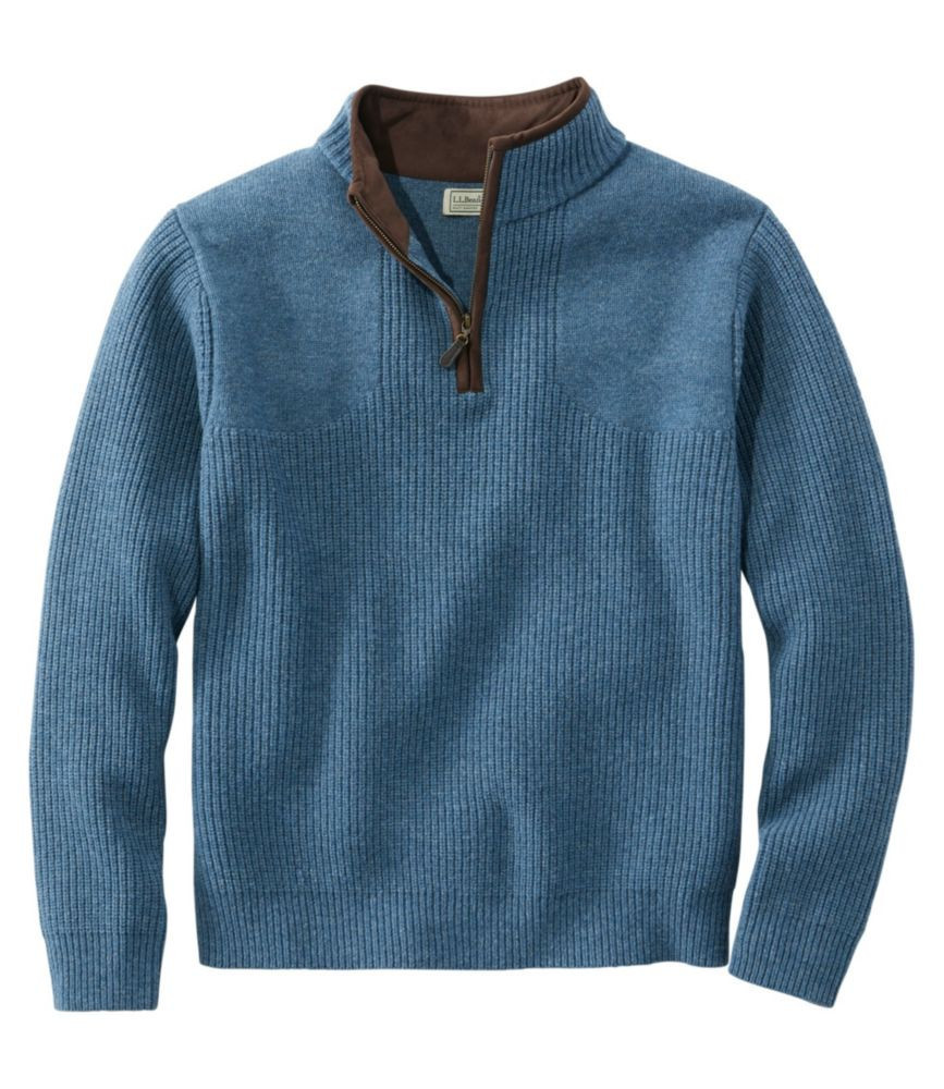 Men's Waterfowl Sweater Slate Blue Heather XXXL, Merino Wool/Leather L.L.Bean | L.L. Bean