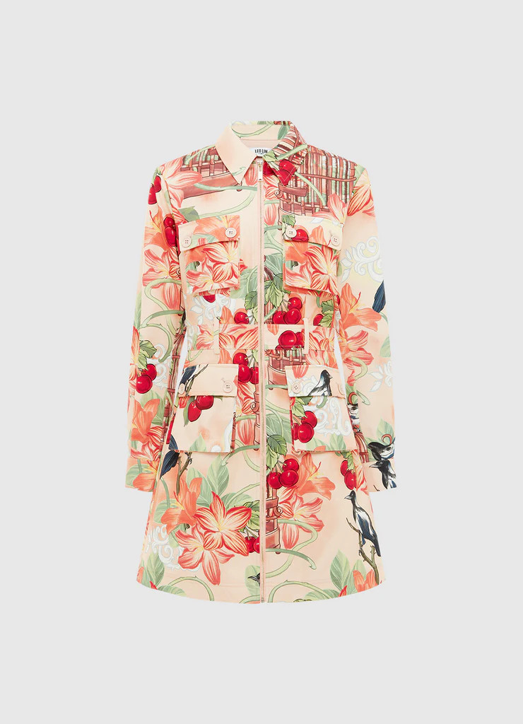 Millie Pocket Shirt Mini Dress - Azalea Print in Fortune | LEO LIN