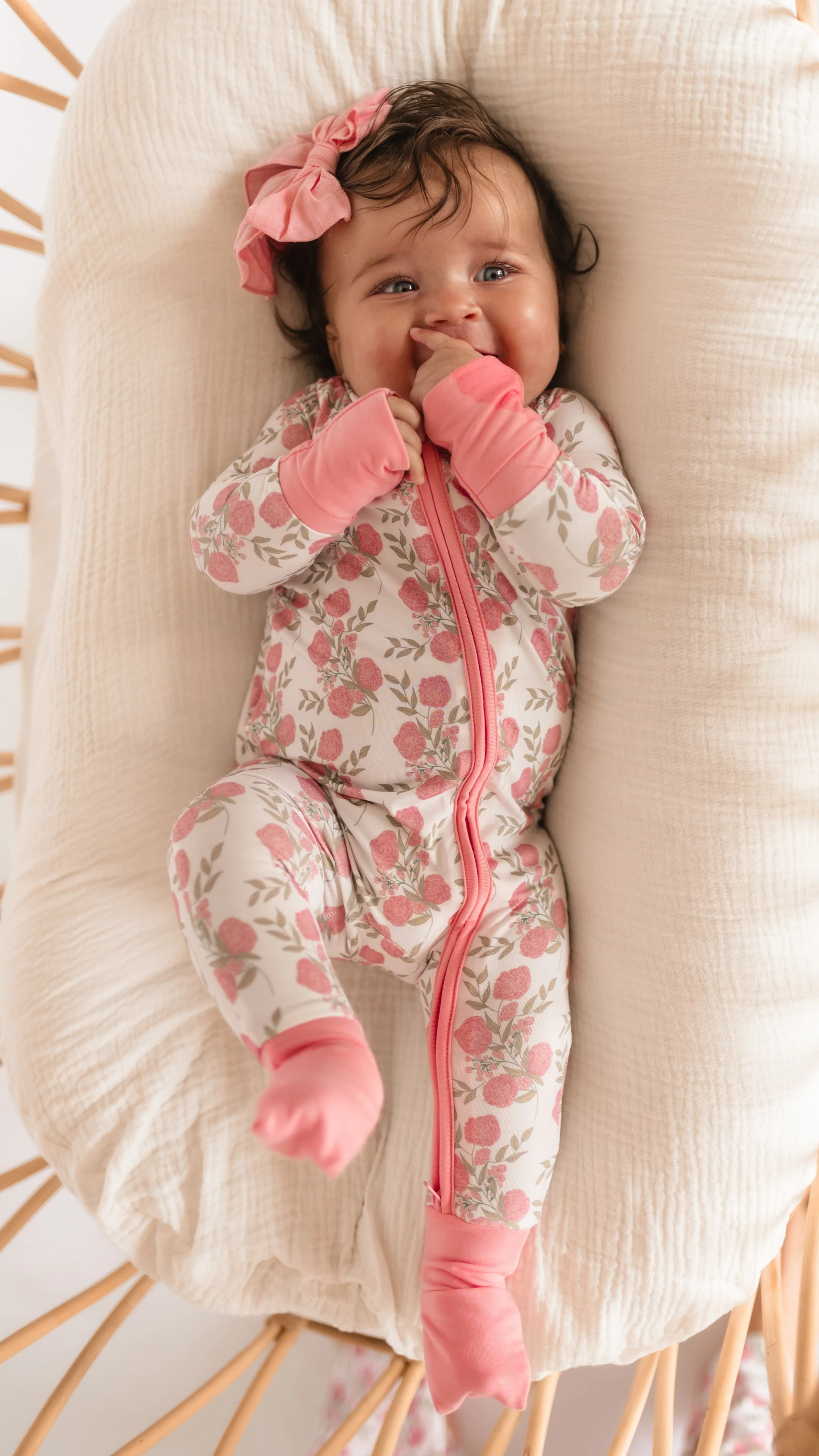 Infant Romper in Pink Floral | Silks Design