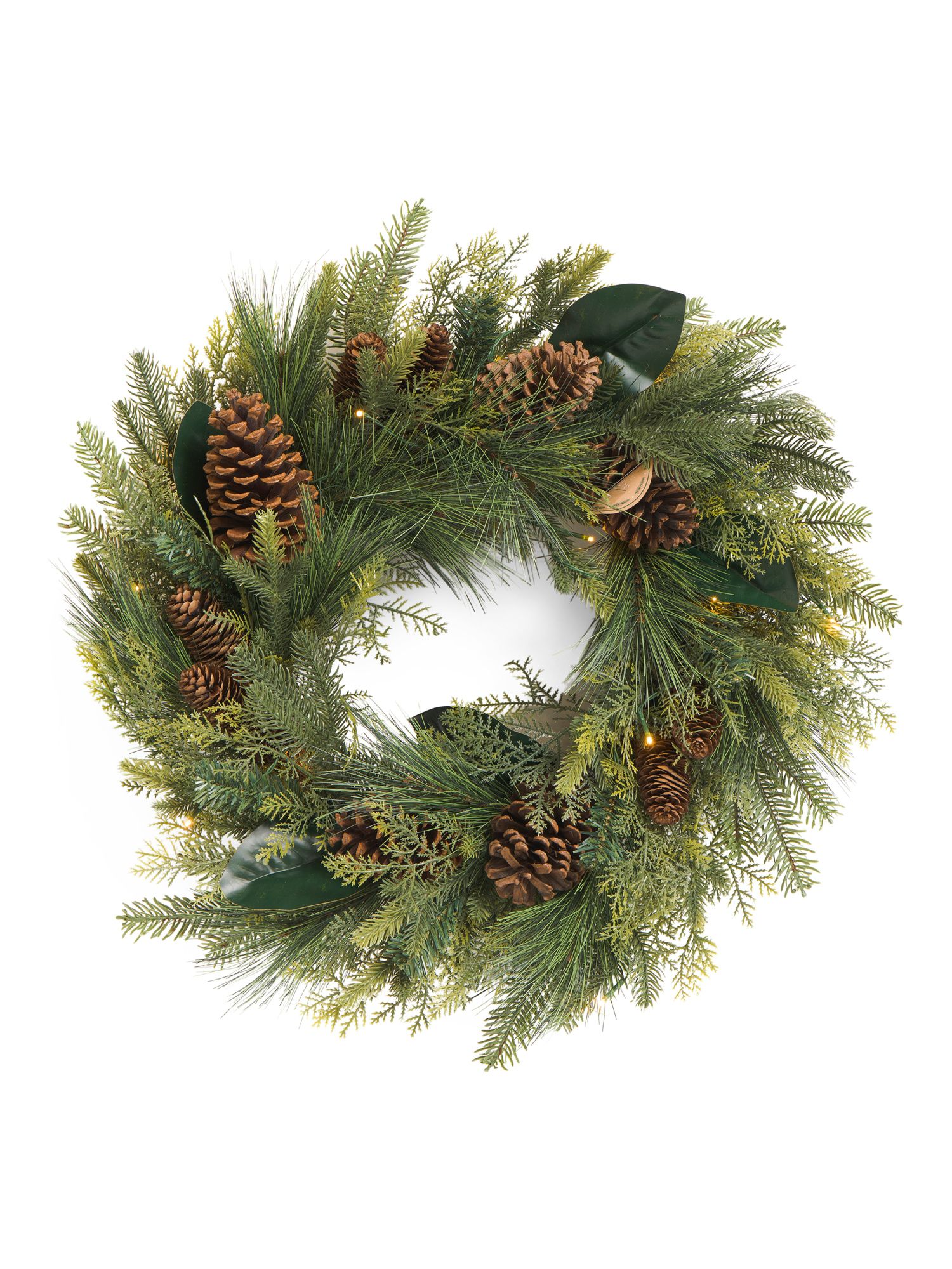 26in Pinecone Pine Cedar Wreath With Led Lights | TJ Maxx