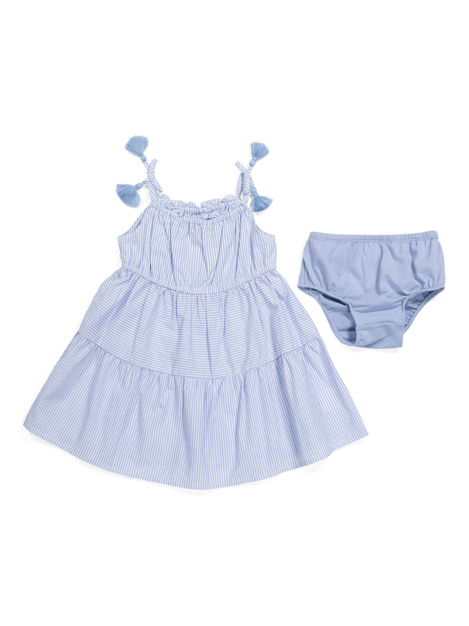 Infant Girls Striped Tank Dress And Bloomers | TJ Maxx