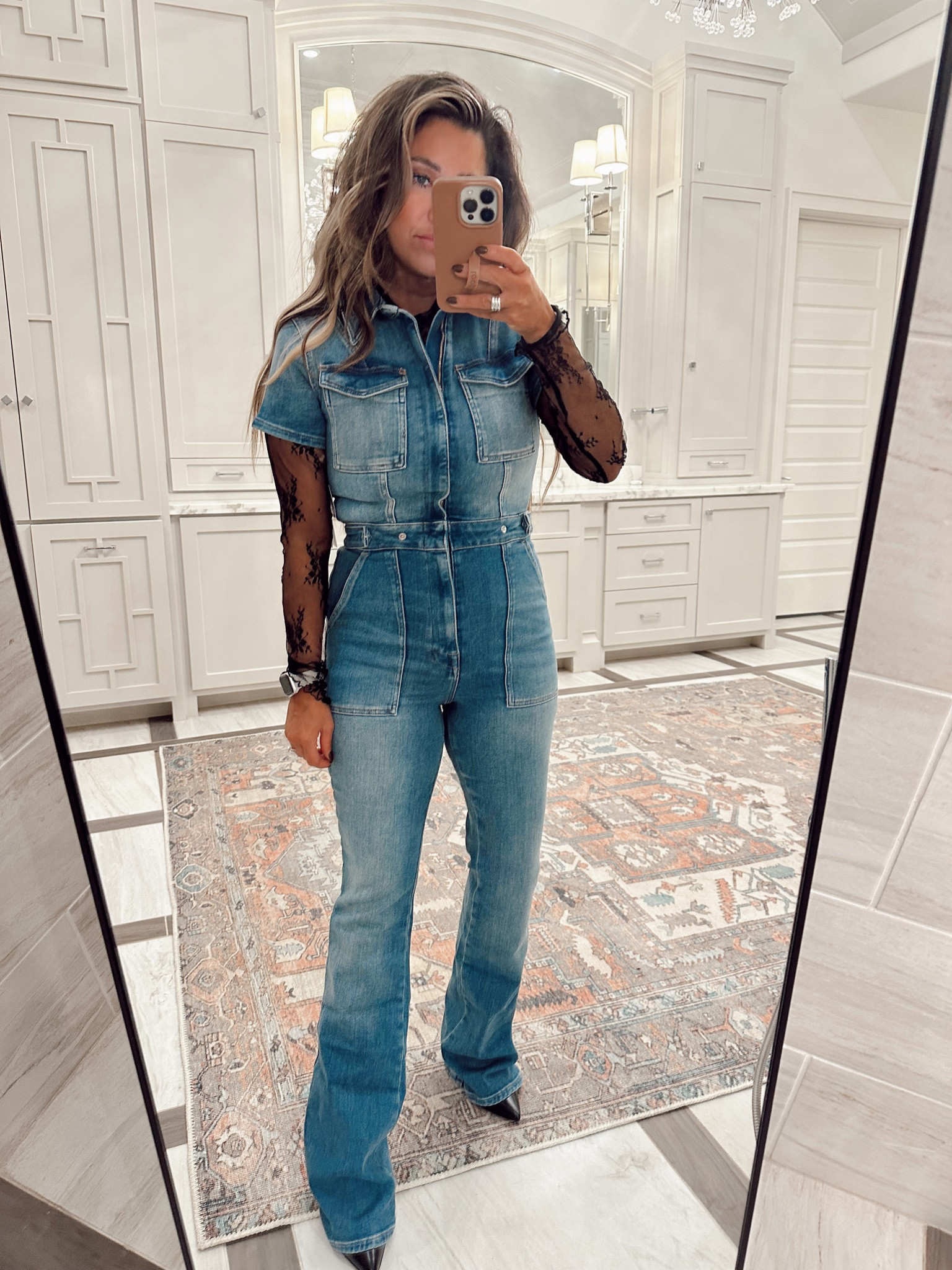 Good American jumpsuit 
Wearing size 2 
Lace top size M 

#LTKitbag #LTKstyletip #LTKtravel