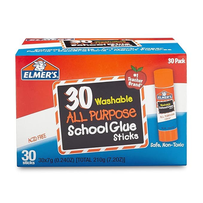 Elmer's All Purpose School Glue Sticks, Washable, 7 Gram, 30 Count | Amazon (US)