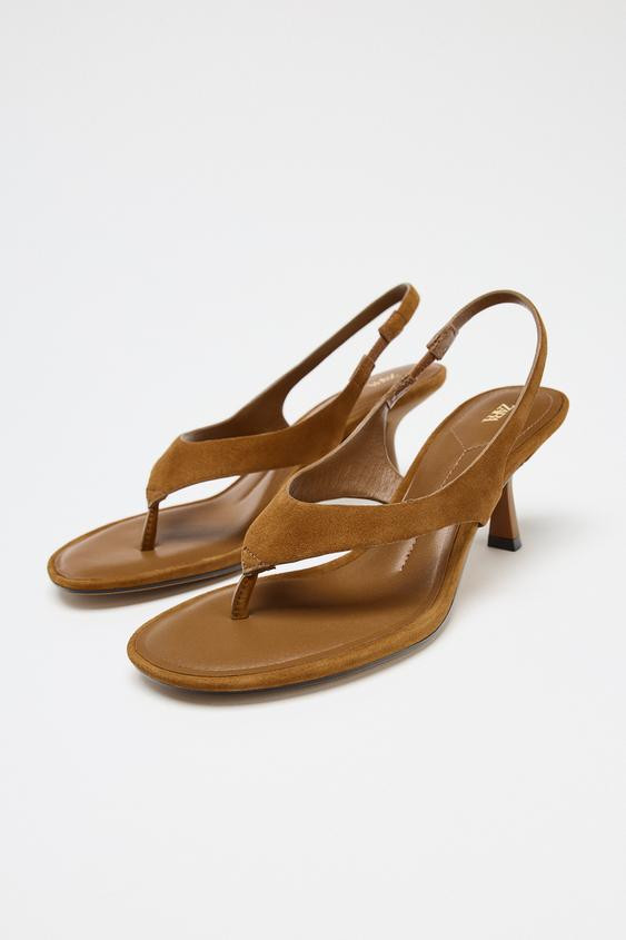 SPLIT LEATHER STRAPPY SANDALS | Zara UK