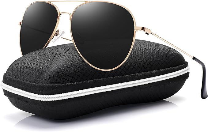 WOWSUN Classic Polarized Aviator Sunglasses for Women Men with Case | Amazon (US)