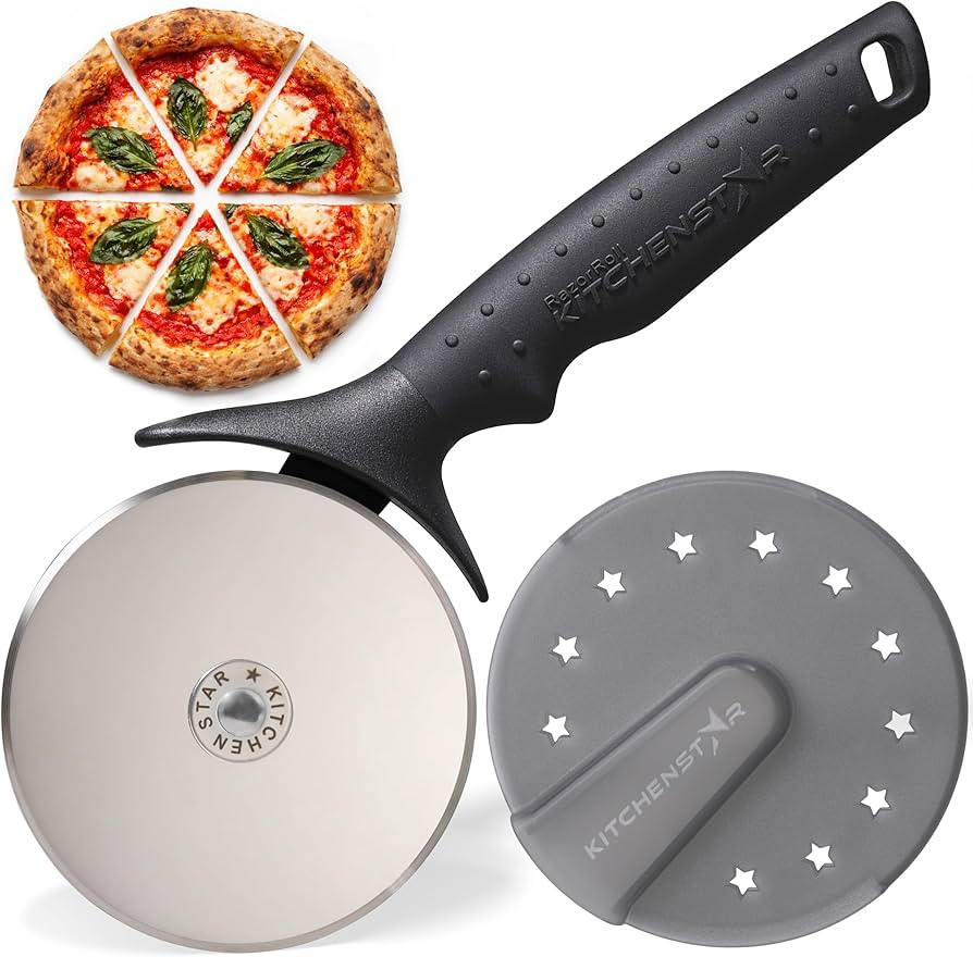 KitchenStar Pizza Cutter Wheel - 304 Stainless Steel Slicer Knife with Super Sharp Blade, Anti-Wo... | Amazon (US)