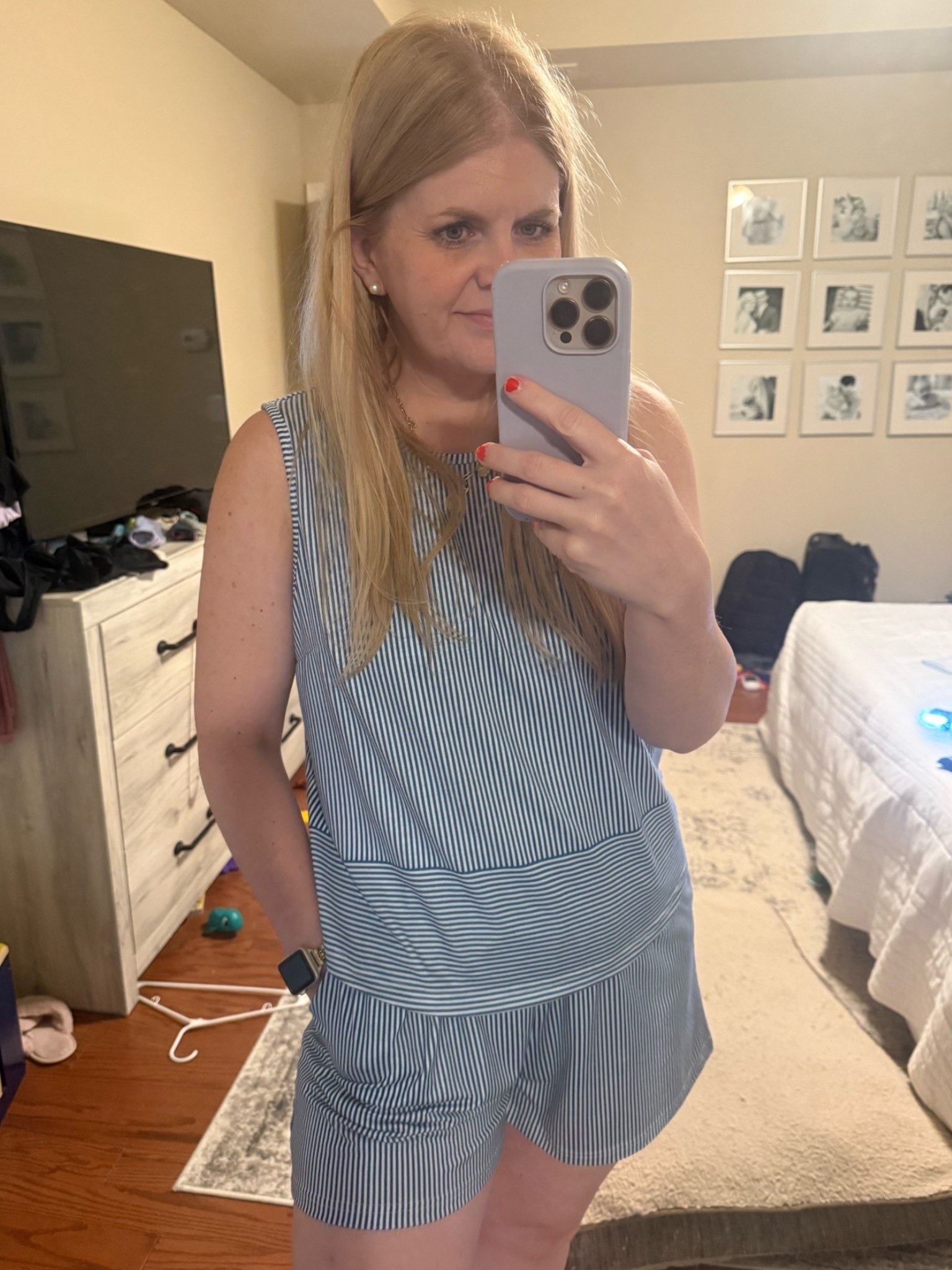 Blue striped two piece set

#LTKootd #LTKmomlife #LTKSeasonal