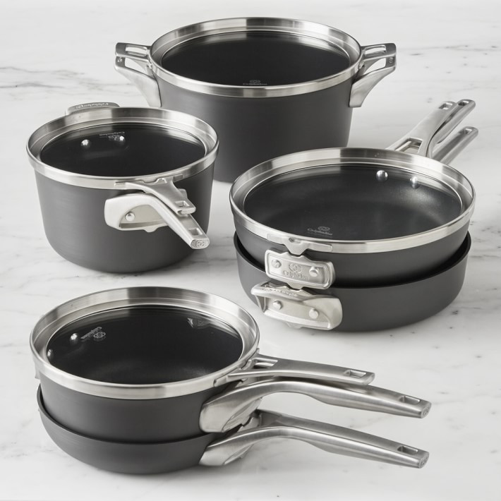 Calphalon Premier Space-Saving Hard-Anodized Nonstick 10-Piece Cookware Set | Williams-Sonoma