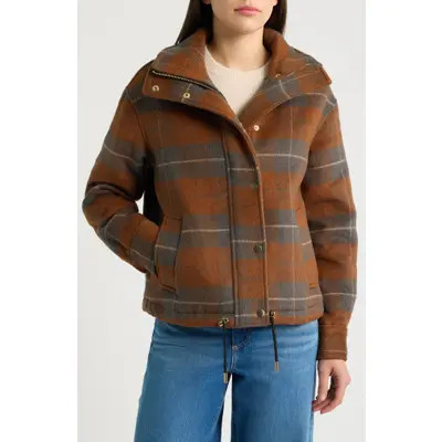 Bernardo Plaid Bomber Jacket in Orange Plaid at Nordstrom, Size Xx-Large | Nordstrom