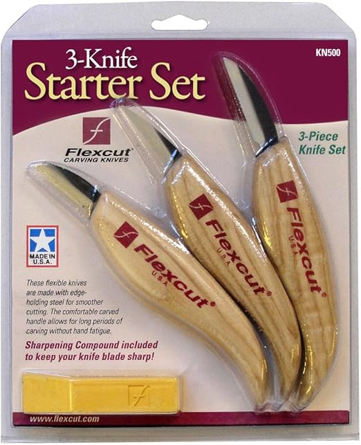 Flexcut Carving Knives, Starter Set, with Ergonomic Handles and Carbon Steel Blades, Set of 3 (KN... | Amazon (US)