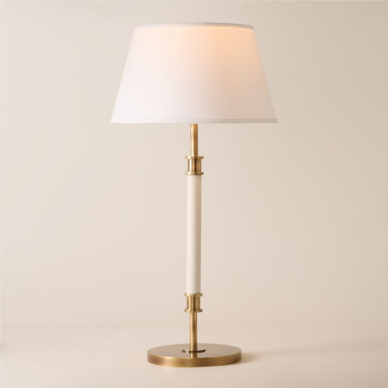 Viator Wrapped White Leather Table Lamp | CB2 | CB2