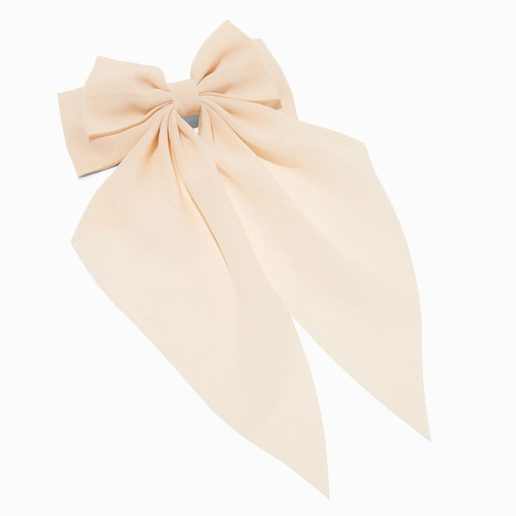Ivory Bow Long Tail Barrette Hair Clip | Claire's (US)